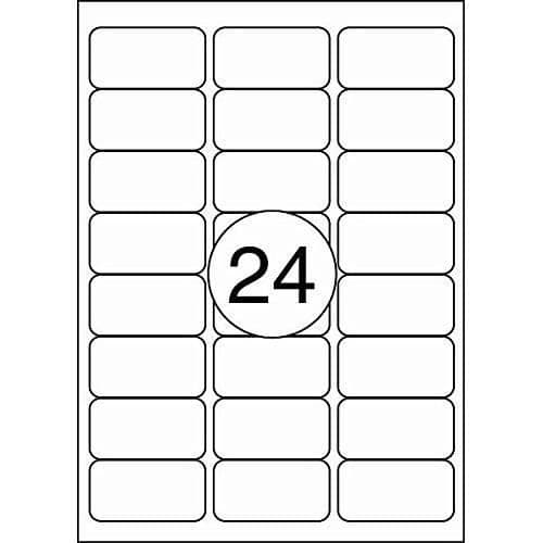 Rillstab Rillprint 2400 självhäftande etiketter, 63,5 x 33,9 mm, 24 per ark, , Vit - RI89104