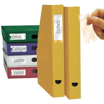 Självhäftande etiketthållare - 3L - 25x75 mm - Blisterförpackning om 12 - Genomskinlig - Förskuren