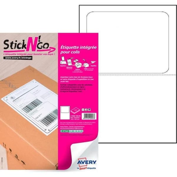 Integrerade etiketter - StickN'Go - L7980 - Colissimo format - 120 x 164 mm - Permanent lim