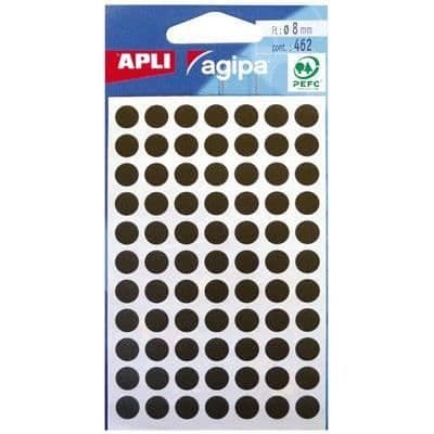 Klistret skivor - AGIPA - 111837 - Diameter 8 mm - Förpackning med 462 - Färg Svart
