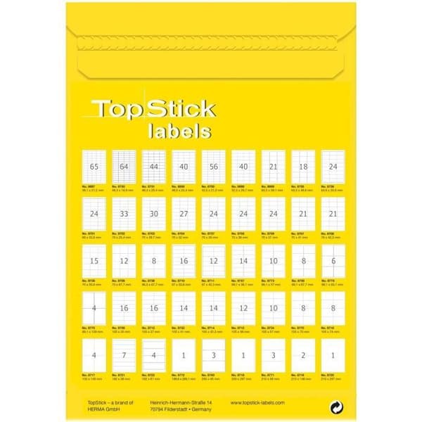 Universell etikett, 70,0 x 67,7 mm, hvit