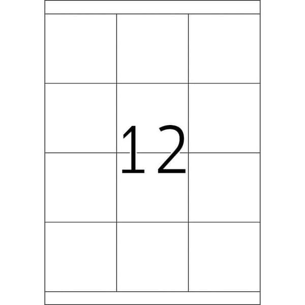 Universell etikett, 70,0 x 67,7 mm, hvit
