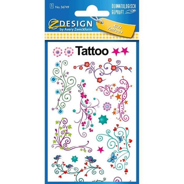 AVERY Zweckform Tatueringar 76 x 120 mm Multikolor 1BG Motiv kvistar - 56749