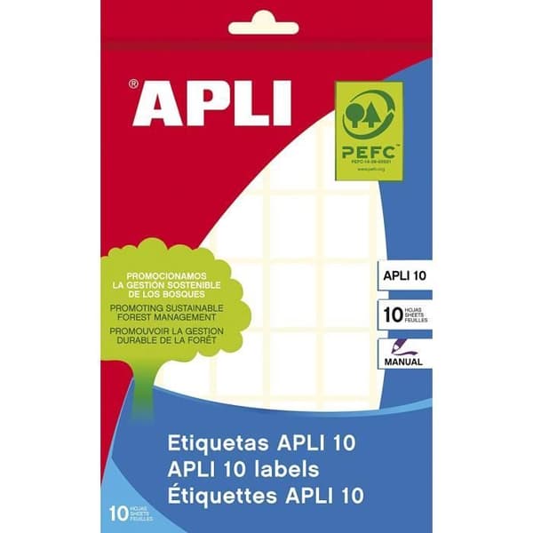 Apli-fodral med 10 etiketter 16 x 22 mm Vit - 1639