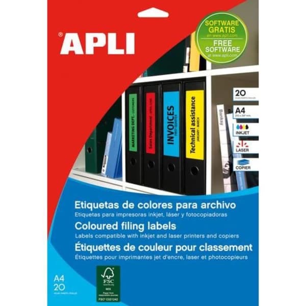 Etiketter - Apli Agipa - 190 x 61 mm - Blå färg - 20 ark - Referens 69450