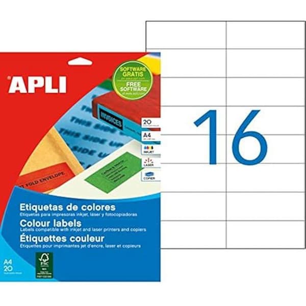 APLI självhäftande etiketter - Förpackning om 320 - 105 x 37 mm - Grön