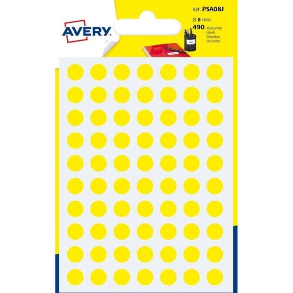 Avery Label-klistermärken i olika färger gult (paket med 490)