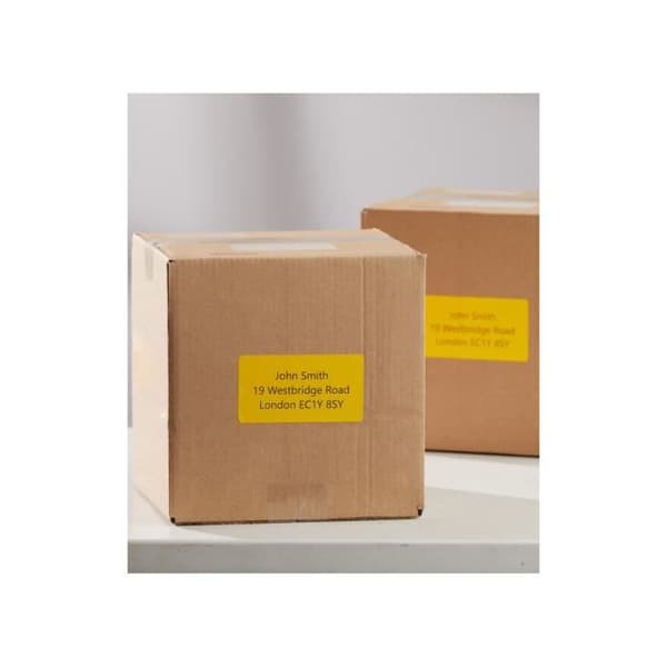 DYMO LabelWriter Box med 1 rulle med 220 gula självhäftande etiketter, märke/frakt, 54 mm x 101 mm.
