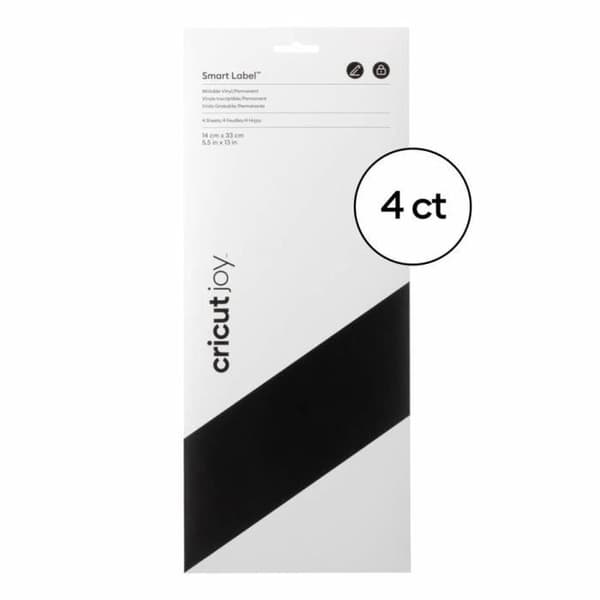 HÄFTANDE ETIKETTER - CRICUT - SMART ETIKET - SVART - VINYL - PERMANENT - 4 ARK