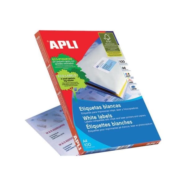 APLI PAPPER Vit diameter 60 mm 1200 enheter (100 ark x 12) etiketter