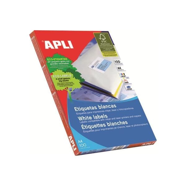 APLI PAPPER Vit självhäftande A6 (105 x 148 mm) 400 enheter (100 ark x 4) etiketter