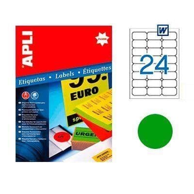 Neongröna etiketter format 64x33,9 mm gånger 480 LASERetiketter