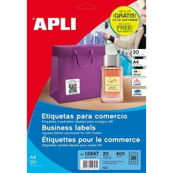 400 Multi-Användningsetiketter För QR-Kod 45X45 + CD