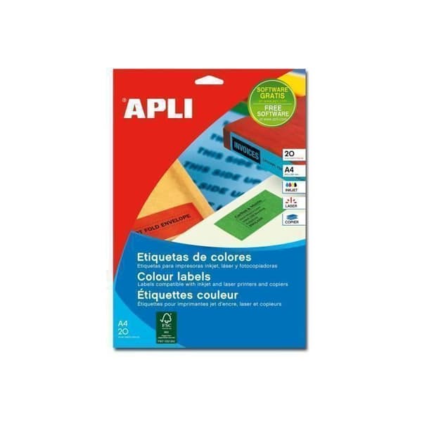 APLI PAPPER Självhäftande A4 (210 x 297 mm) 20 enheter (1 ark x 20) etiketter
