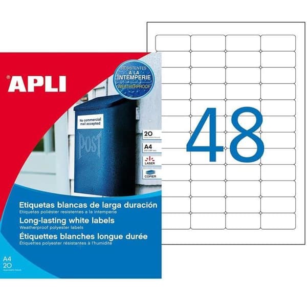 Apli 012112 960 Laser/Copier Polyester Etiketter 45,7 x 21,2 mm Vit - 9180an