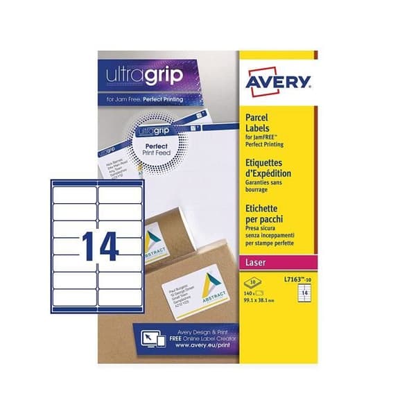 AVERY (L7163) självhäftande adressetiketter (FBA streckkodsetiketter), laserskrivare, 14