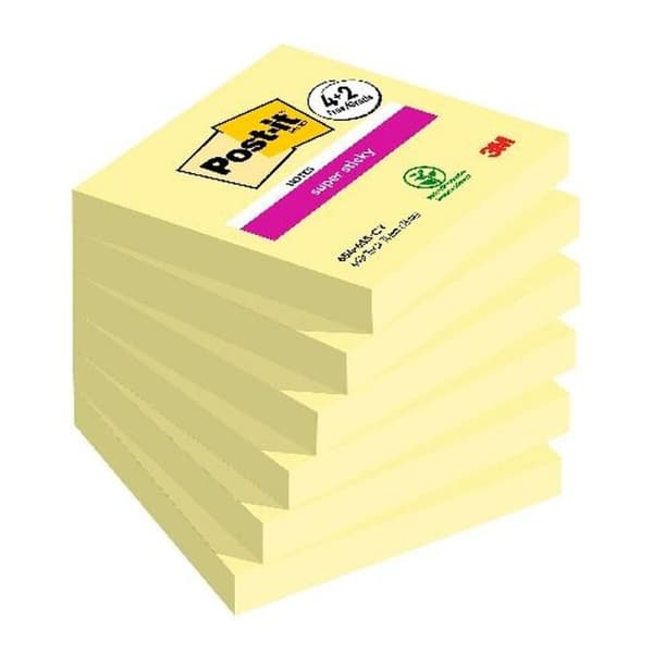 Klisterlappar Post-it Super Sticky Gul 76 x 76 mm 6 Delar (24 antal)