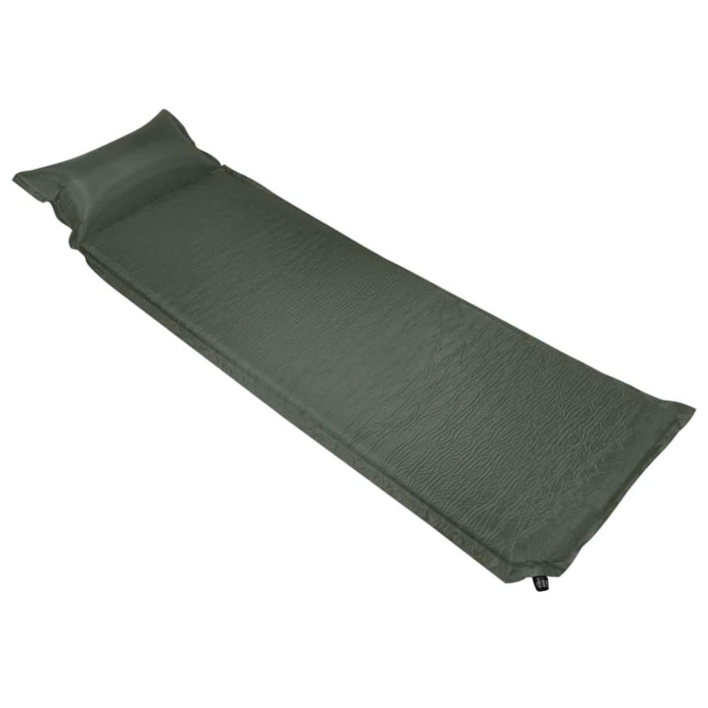 vidaXL Oppblåsbar luftmadrass med pute 66x200 cm mørkegrønn