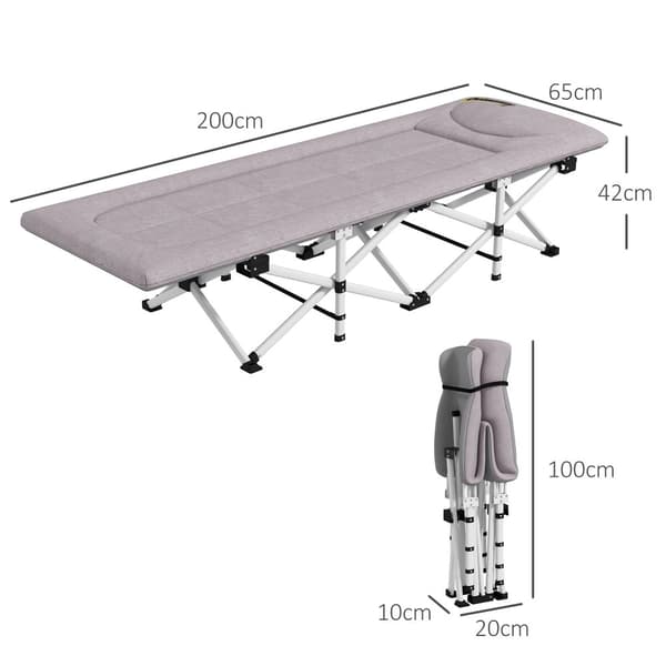 Campingbädd, 200x65x42 cm, Grå