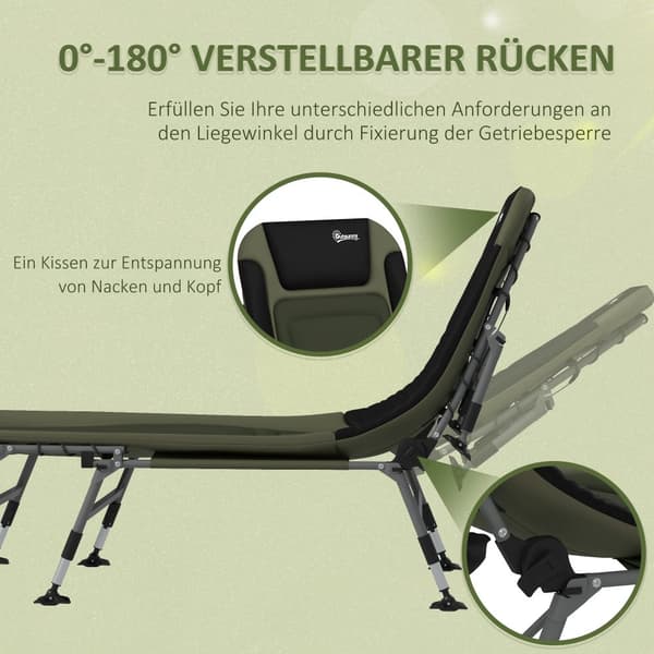 Campingbädd, 200x85x40-51 cm, Grön