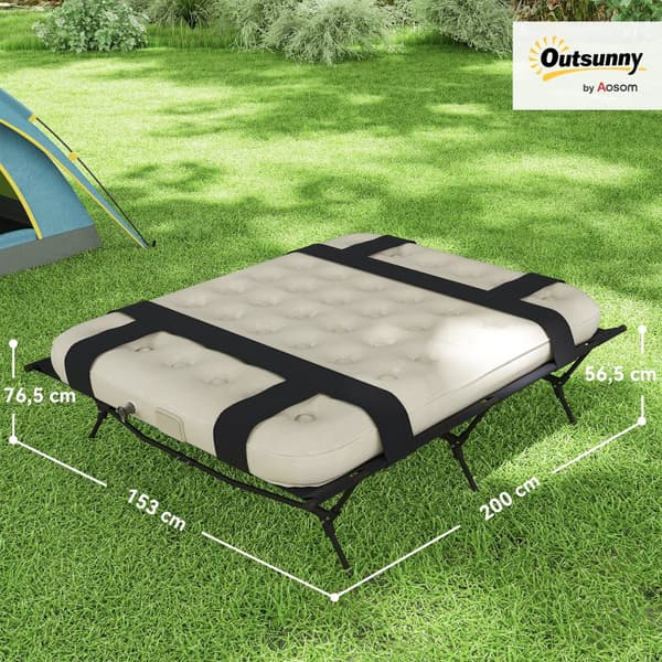 Campingbädd, 200x153 cm, Svart/Khaki