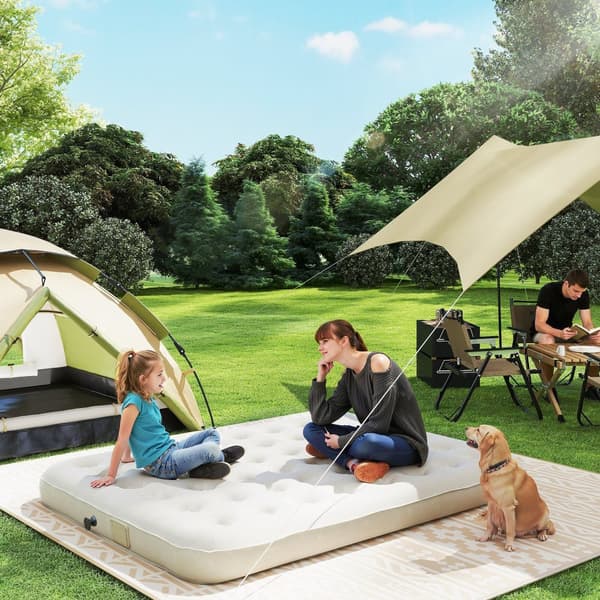 Campingbädd, 200x153 cm, Svart/Khaki