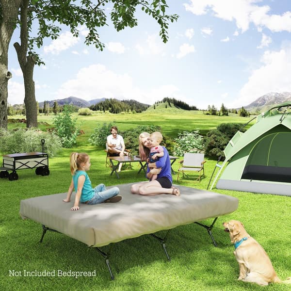Campingbädd, 200x153 cm, Svart/Khaki