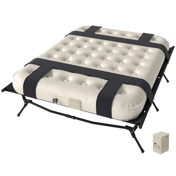 Campingbädd, 200x153 cm, Svart/Khaki