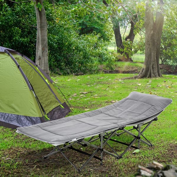Hopfällbar Camping Säng, 188x64.5x53 cm, Ljusgrå