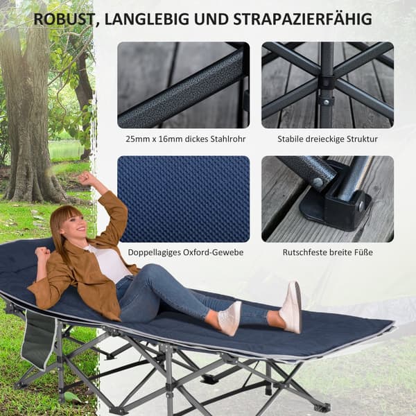 Hopfällbar Campingbädd, 188x64.5x53 cm, Mörkblå