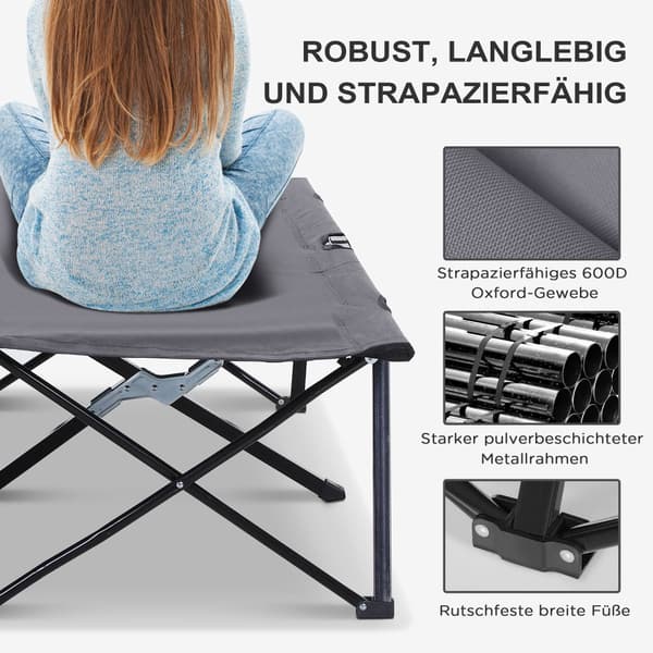 Hopfällbar Campingbädd, 193x125x40 cm, Grå