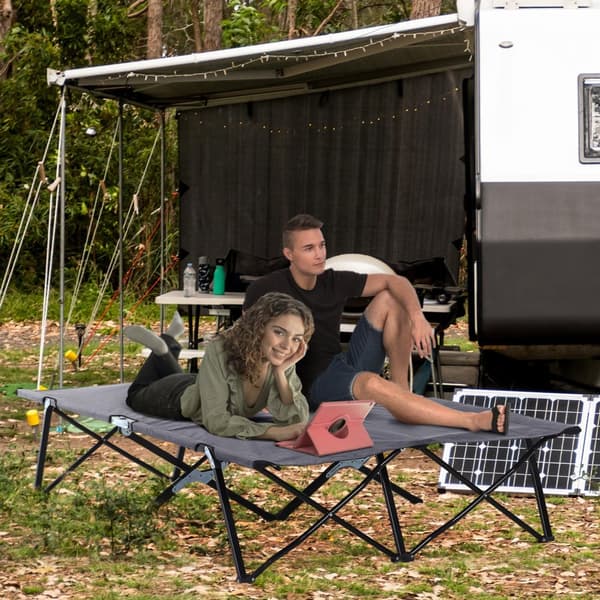 Hopfällbar Campingbädd, 193x125x40 cm, Grå