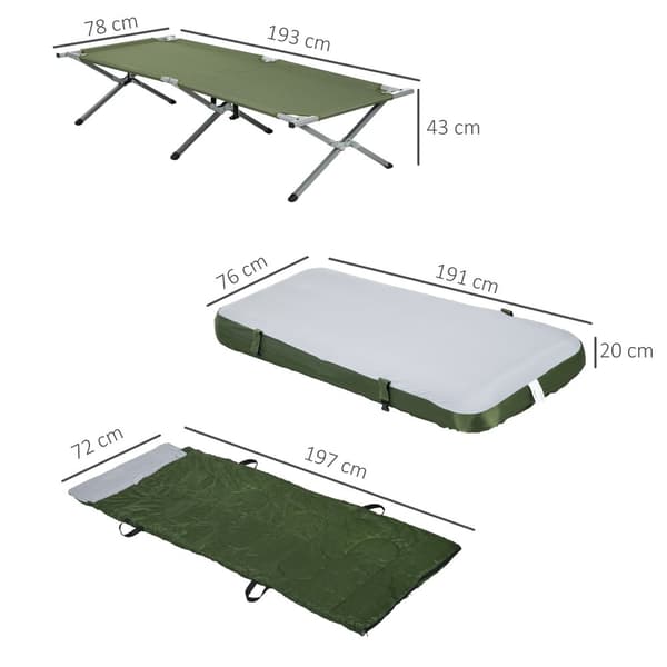 Campingbädd, 193x86x43 cm, Grön