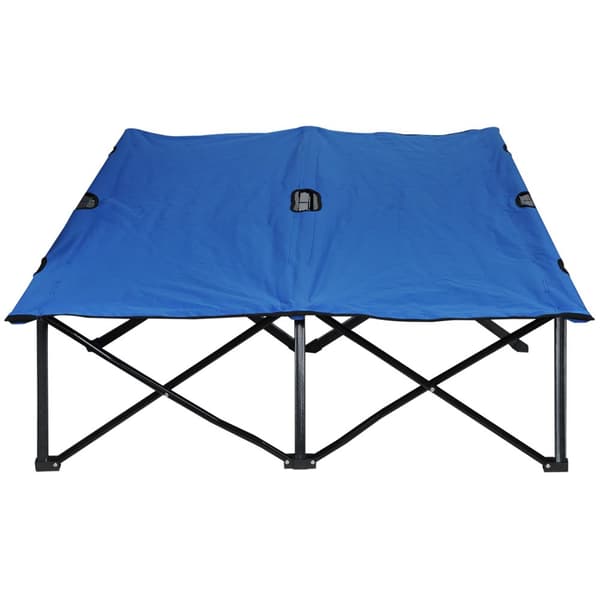 Hopfällbar campingbädd för 2 personer, 193x125x40 cm, Blå+Svart