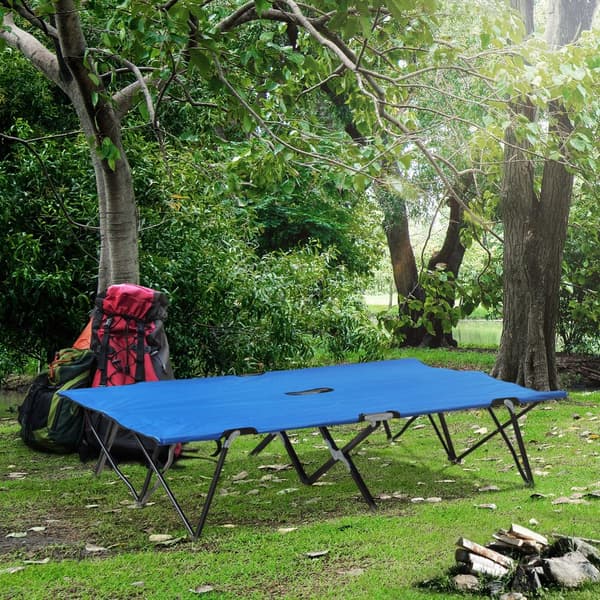 Hopfällbar campingbädd för 2 personer, 193x125x40 cm, Blå+Svart