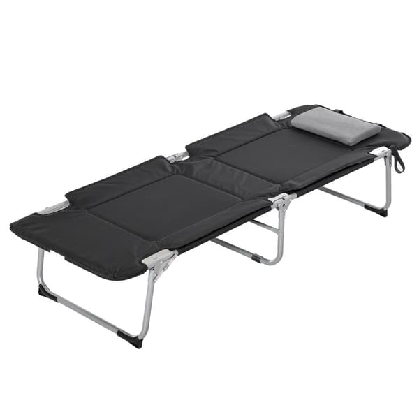 Campingbädd, 183x66x33 cm, Svart Silver
