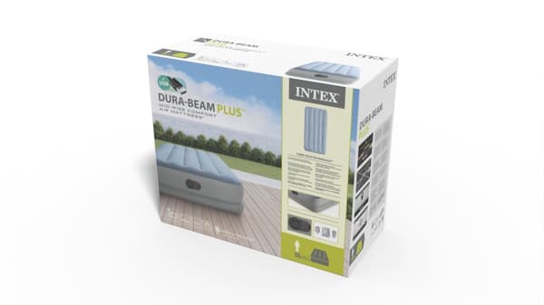 INTEX Dura-Beam Plus Comfort 1-p Luftmadras med USB-pumpe