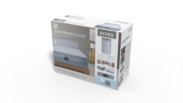 INTEX Dura-Beam Deluxe 2-p ilmapatja USB-pumpulla, jossa pääty