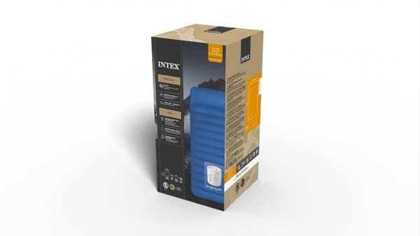 INTEX luftmadras med pude og USB-pumpe 2-p