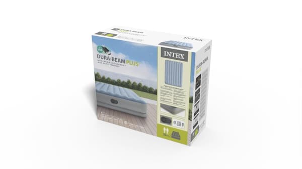 INTEX Dura-Beam Plus Comfort 2-p Luftmadras med USB-pumpe