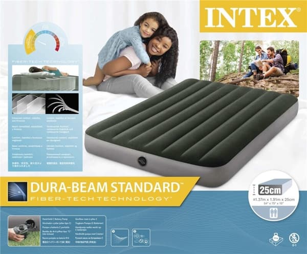 INTEX Dura-Beam Standard Luftmadrass med Batteri-pump 137x191x25cm