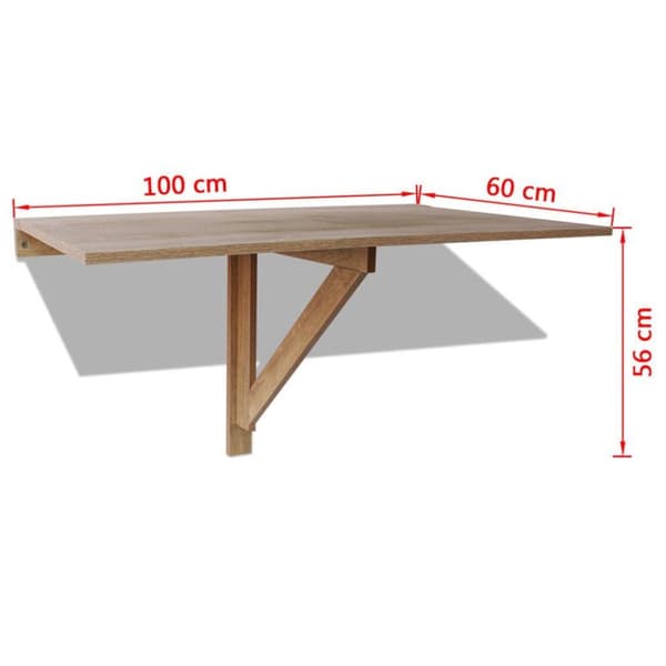 vidaXL Väggmonterat klaffbord 100x60 cm ek