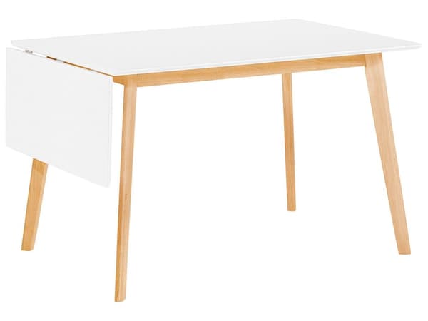 Ruokapöytä valkoinen 120/155 x 80 x 75 cm MDF-levy puu jatkettava 4-6 hengelle suorakulmio