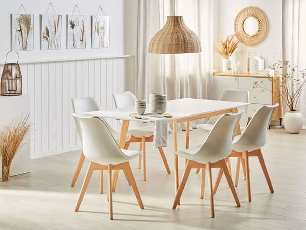 Ruokapöytä valkoinen 120/155 x 80 x 75 cm MDF-levy puu jatkettava 4-6 hengelle suorakulmio