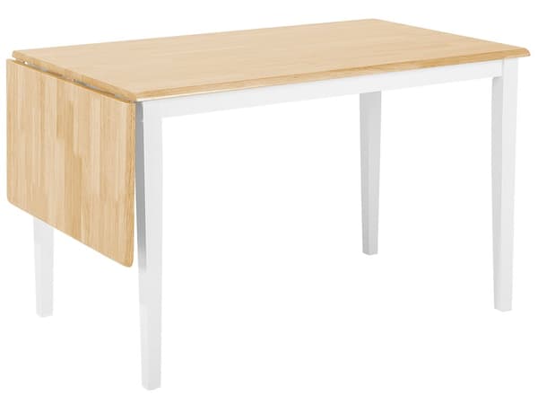 Matbord Ljust trä Bordsskiva 76 x 120 x 75 cm Vita Ben Utdragbart Droppe Löv