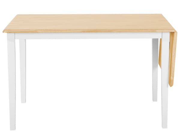 Matbord Ljust trä Bordsskiva 76 x 120 x 75 cm Vita Ben Utdragbart Droppe Löv