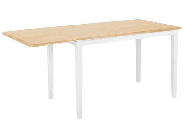 Ruokapöytä valkoinen 120/160 x 75 x 74 cm kumipuu jatkettava 4-6 hengelle suorakulmio