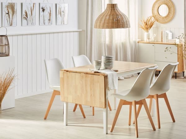 Spisebord hvitt 160/120 x 75 cm uttrekkbart skandinavisk stil