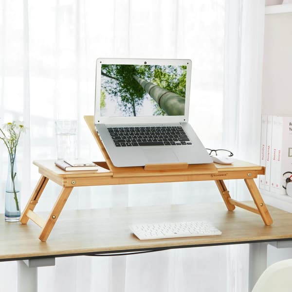 Laptoptabel - Justerbar bordplade - Bambus - 72 x (21-29) x 35 cm