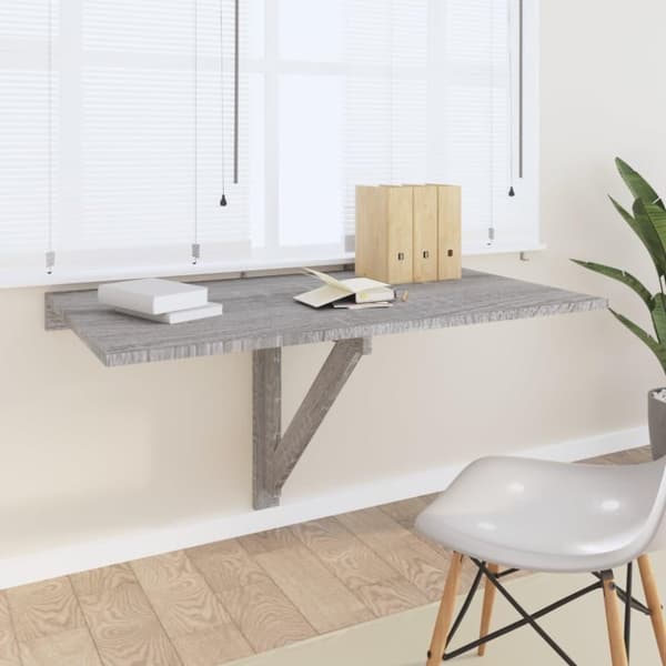 vidaXL Klaffipöytä seinälle harmaa Sonoma 100x60x56 cm tekninen puu
